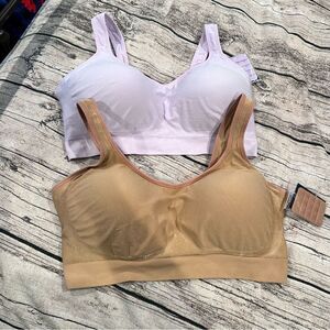 Lot of 2 NWT Underoutfit Comfort Shaping Bras in Tan and Lavender Both Size 3XL